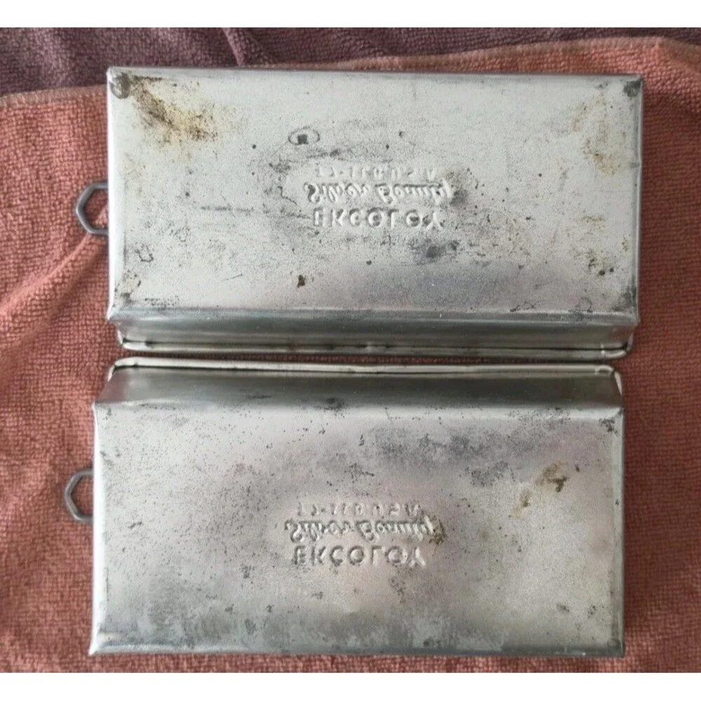 Two Ekcoloy Silver Beauty Loaf Pan Rectangular Metal T7 1lb Easy Clean Silver